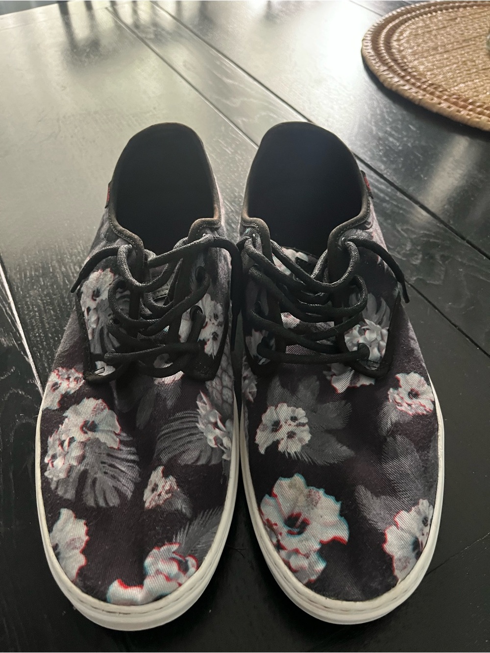 Vans Black Floral & Pineapple Canvas Lace-Up Sneakers